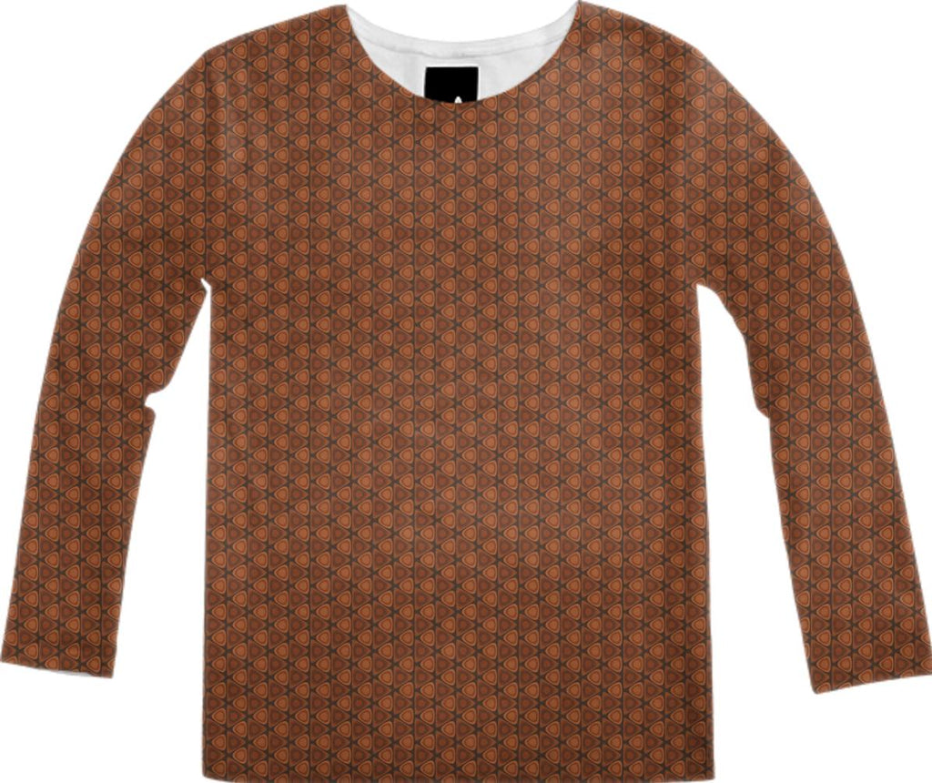 Hardwood Ovals in Triangles Retro Pattern Long Sleeve Shirt