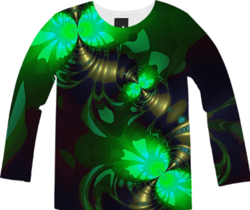 Irish Goblin Abstract Fractal Emerald and Gold Ribbons
