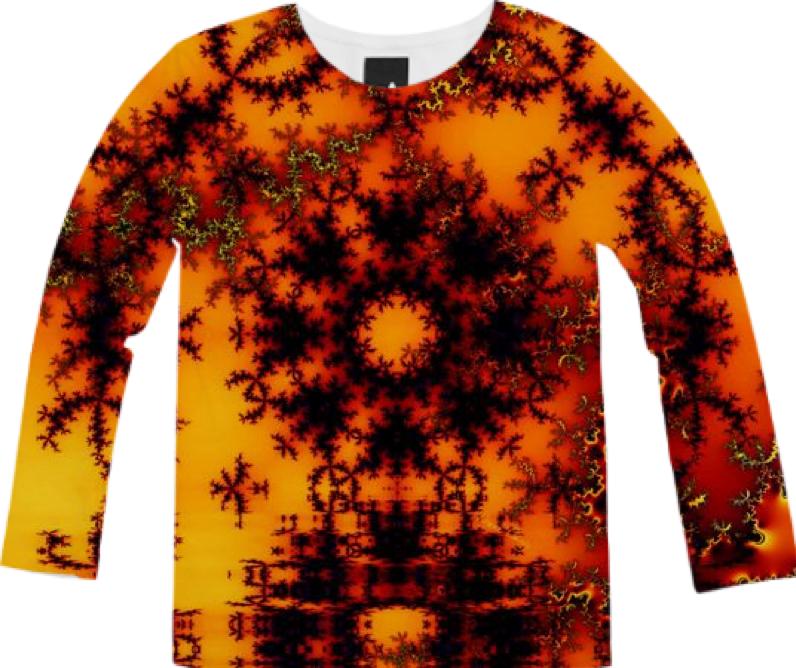 Mystical Golden Fire Lake Abstract Baroque Illusion