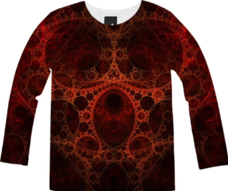 Ornate Red Fractal Long Sleeve Shirt
