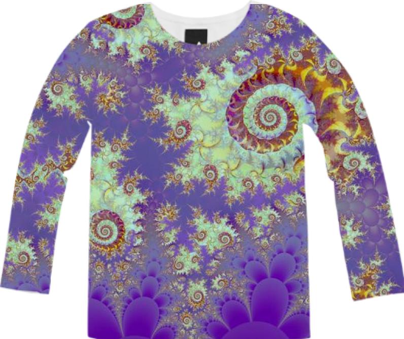 Sea Shell Spiral Abstract Violet Cyan Stars
