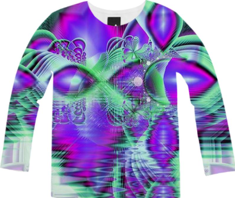 Violet Peacock Feathers Abstract Fractal Crystal Mint Green