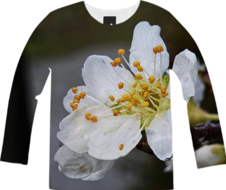white plum flower long sleeve shirt