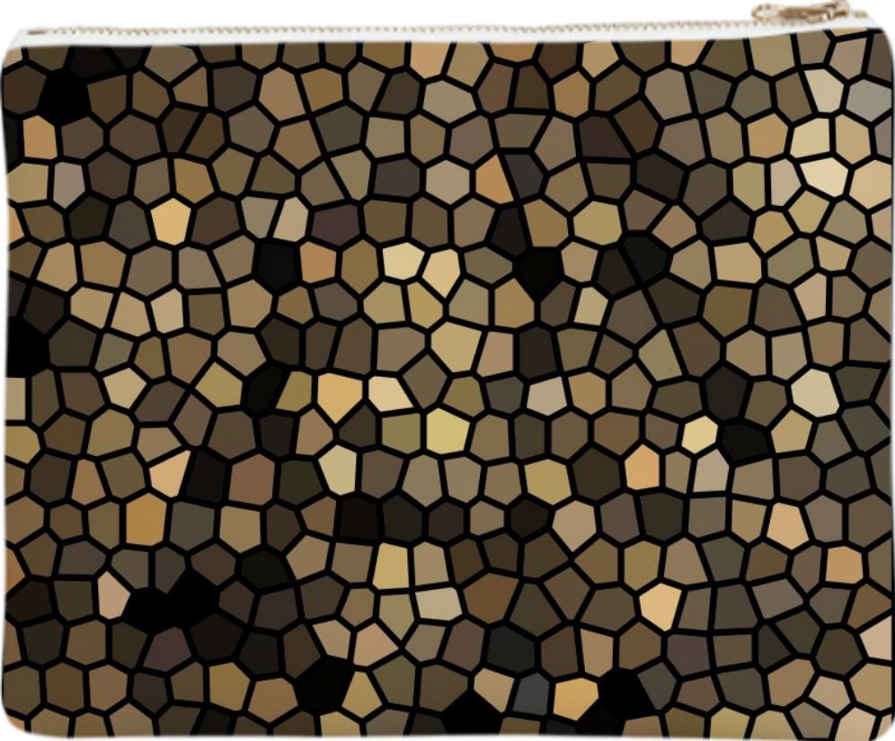 Black beige and brown mosaics clutch