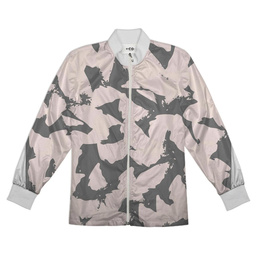 Pastel Pink Bird Wings on Gray Tracksuit Jacket