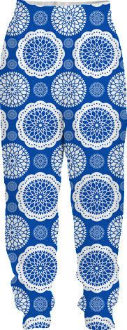 Blue and White Vintage Abstract Floral