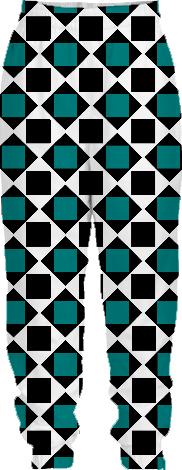 Chic teal and black squares and diamonds