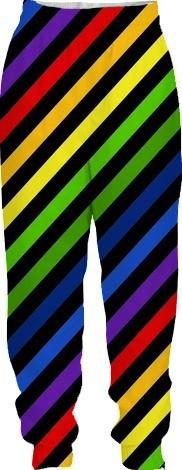 Diagonal Rainbow Stripes on Black