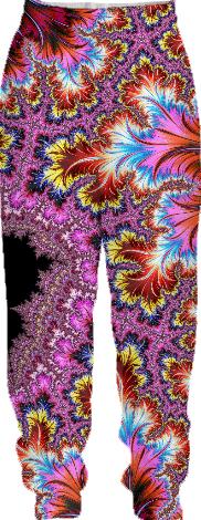 Elegant Funky Pink Fractal Art With Deco Feathers And Rainbow Swirls