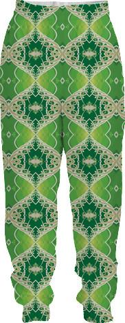 Green Vine Fractal Design Tracksuit Pants