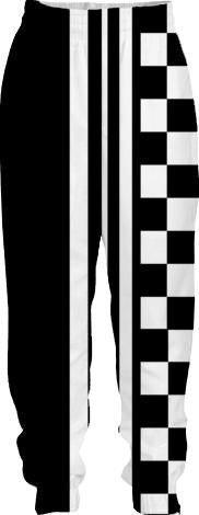 Modern black white stripes and check