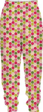Pink Green Beehive pattern tracksuit pants
