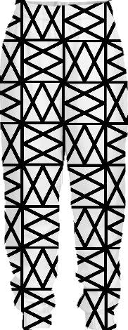 White on black geometric criss cross