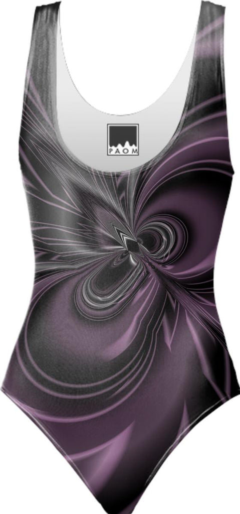 Abstract 382 in Plum and Gray One Piece Swimsuit