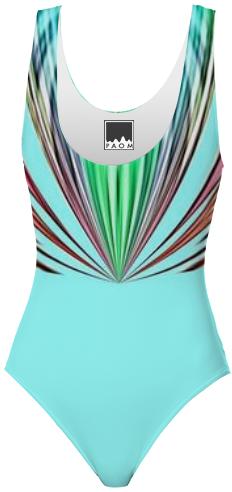 Aqua with Colorful Stripes Swimsuit
