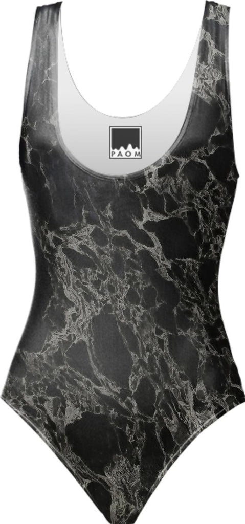 Black Marble One Piece Swimsuit