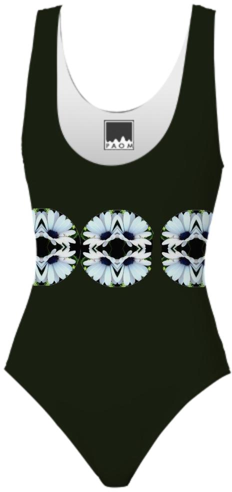 Black with White Daisies Swimsuit