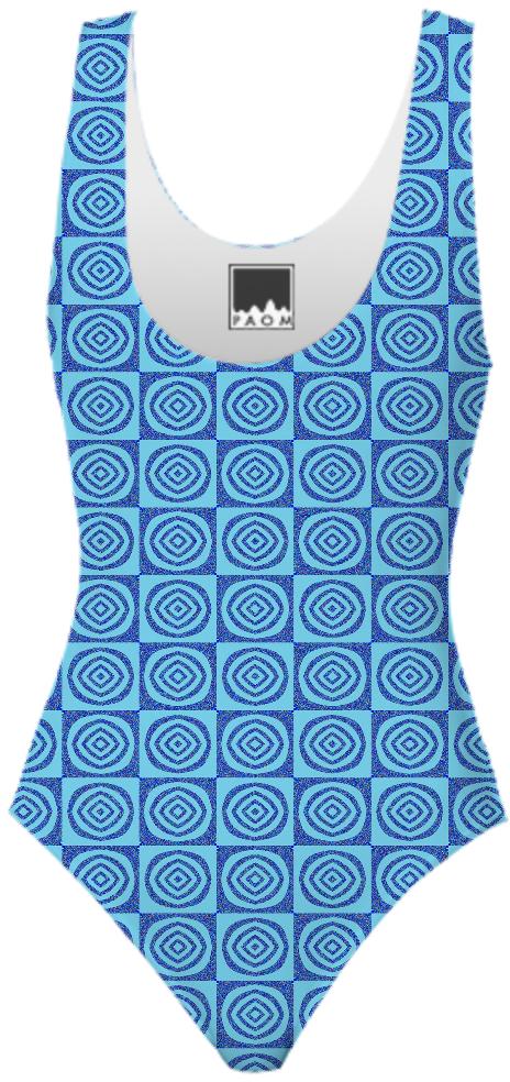 Blue Circles Pattern Swimsuit