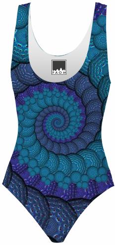 Blue Fractal Spiral Swimsuit Swimming Costume