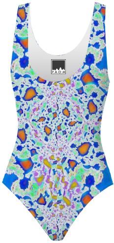 Blue Pink Abstract Swimsuit