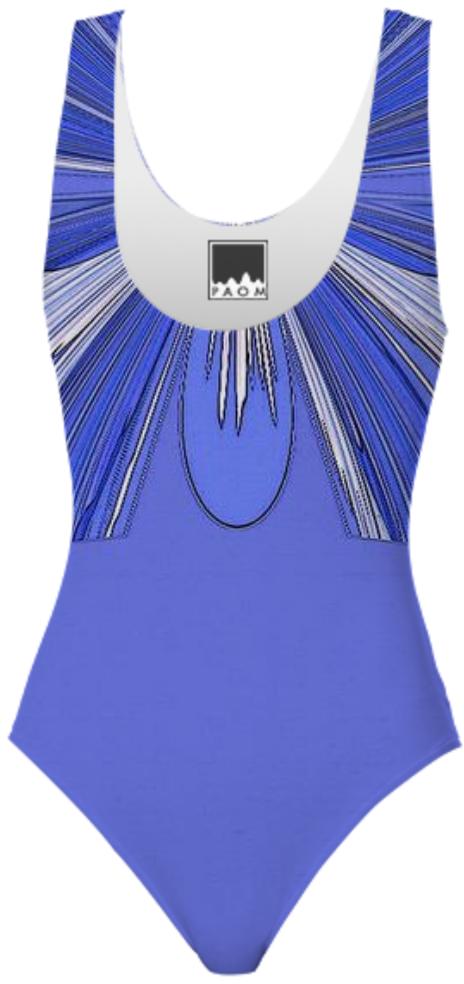 Blue with Faux Wrap Swimsuit
