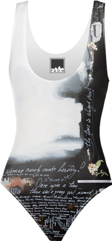 GIRL POWER TYPOGRAPHY ABSTRACT ART SWIMSUIT