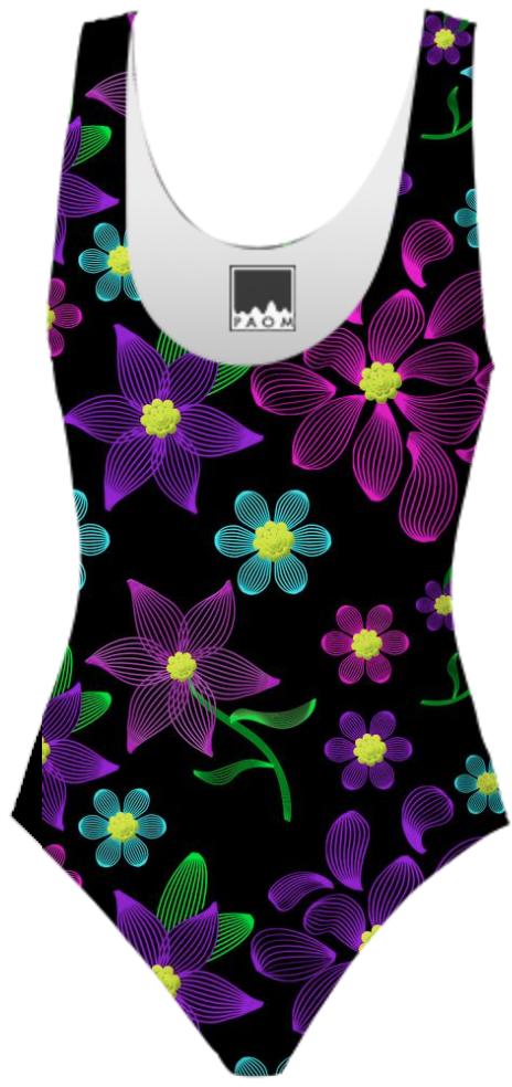 Glowing Linear Floral Swimsuit
