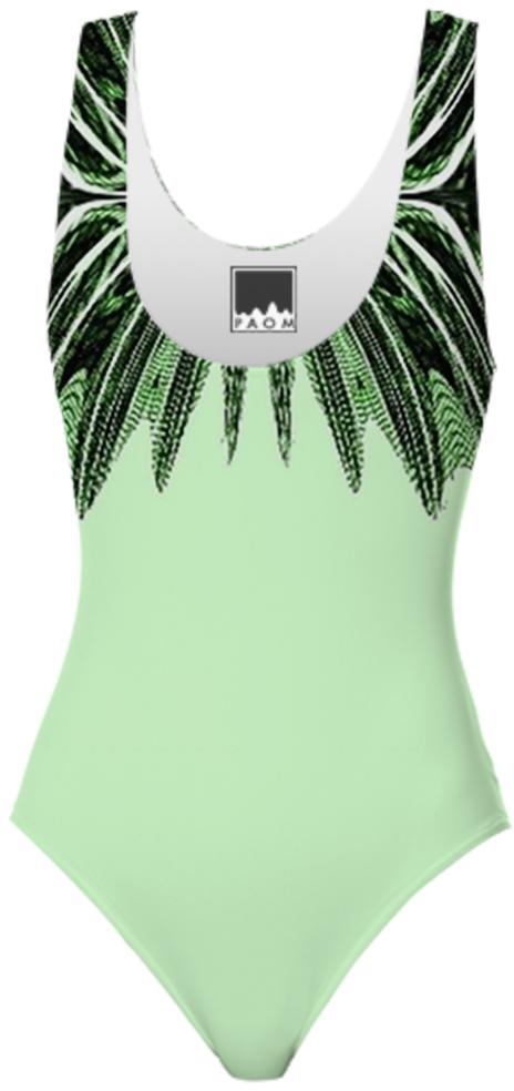 Green Black Abstract Swimsuit