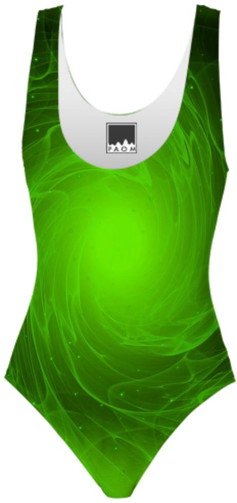 Green flare ONE PIECE SWIMSUIT