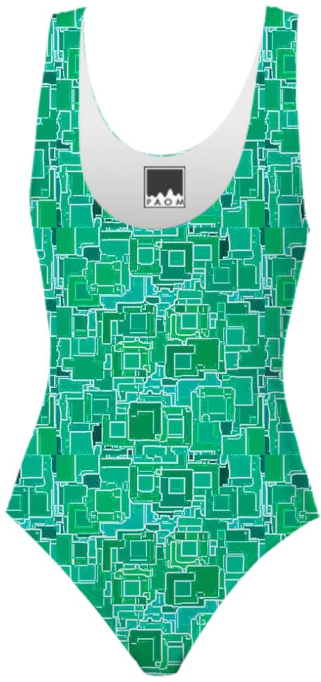 Green Pixelized Swimsuit