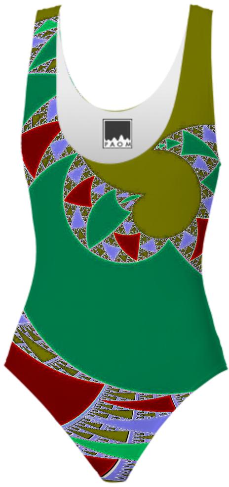 Green Wine Abstract Swimsuit