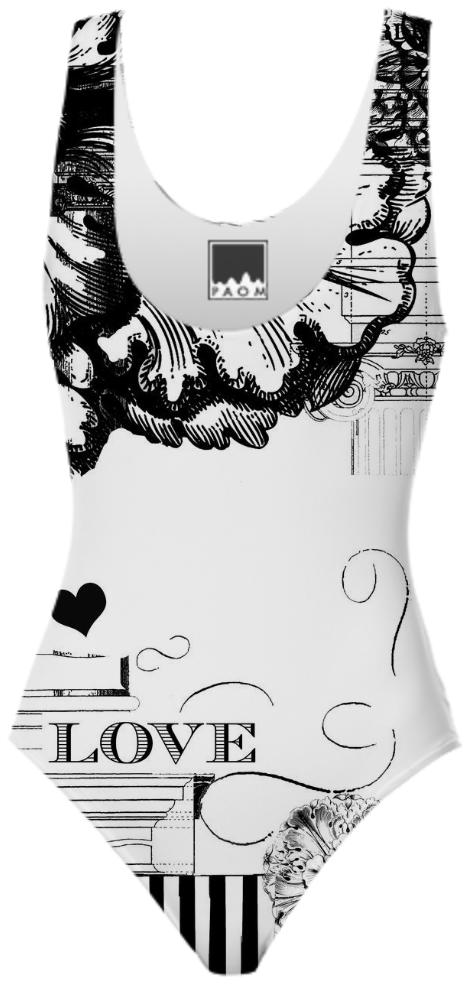 Love Architecture Sexy Swimsuit in Black and White