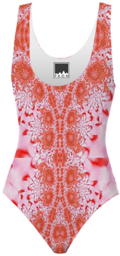 Orange Peach Lace Swimsuit