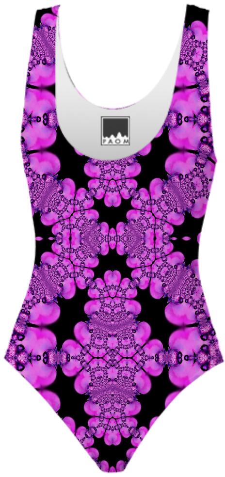 Pink Black Abstract Swimsuit