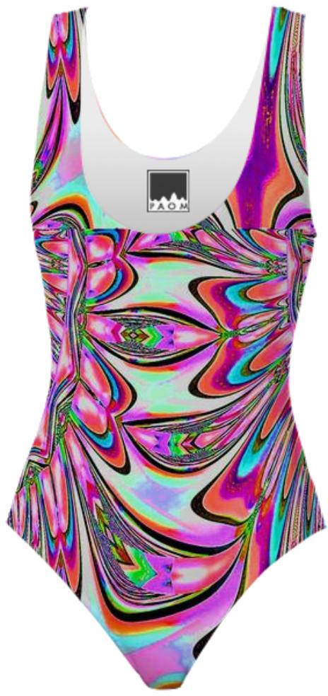 Pink Leaves Abstract Swimsuit