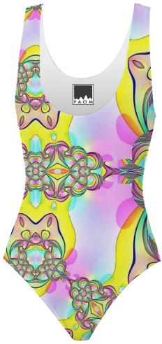 Pink Yellow Abstract Swimsuit