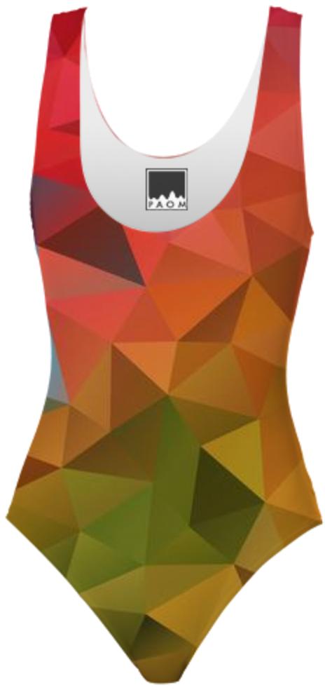 POLYGON TRIANGLES PATTERN YELLOW RED ORANGE ABSTRACT POLYART GEOMETRIC