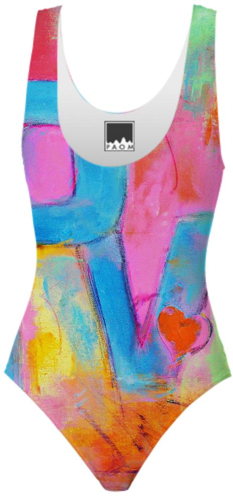 Pop Art Love Painted Swimsuit