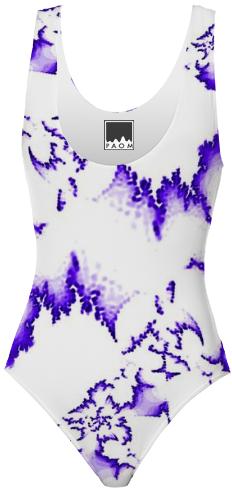 Purple and White Fractal Swimsuit
