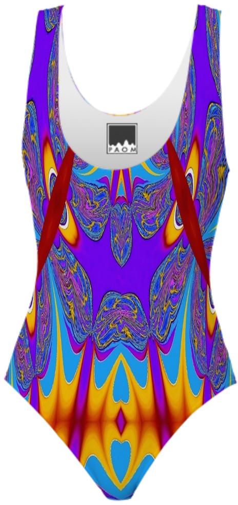 Purple Flame Abstract Swimsuit 2