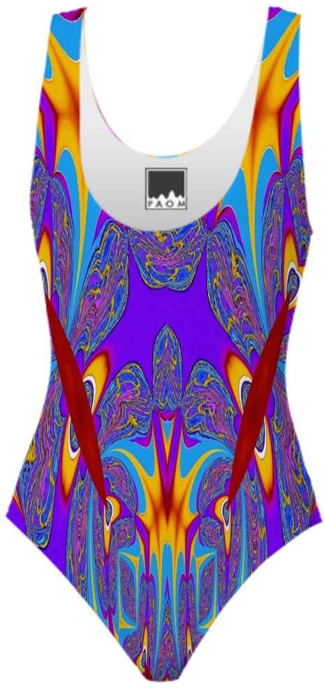 Purple Flame Abstract Swimsuit