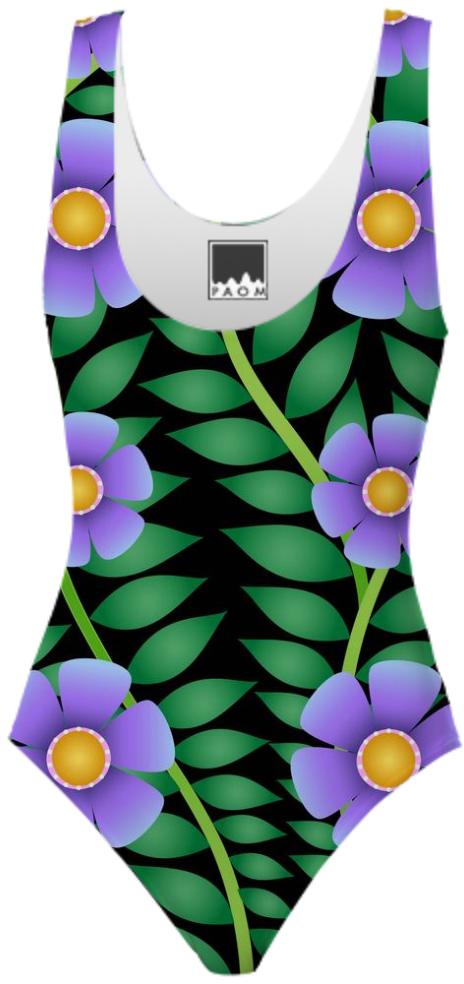 Purple Floral on Vines Swimsuit