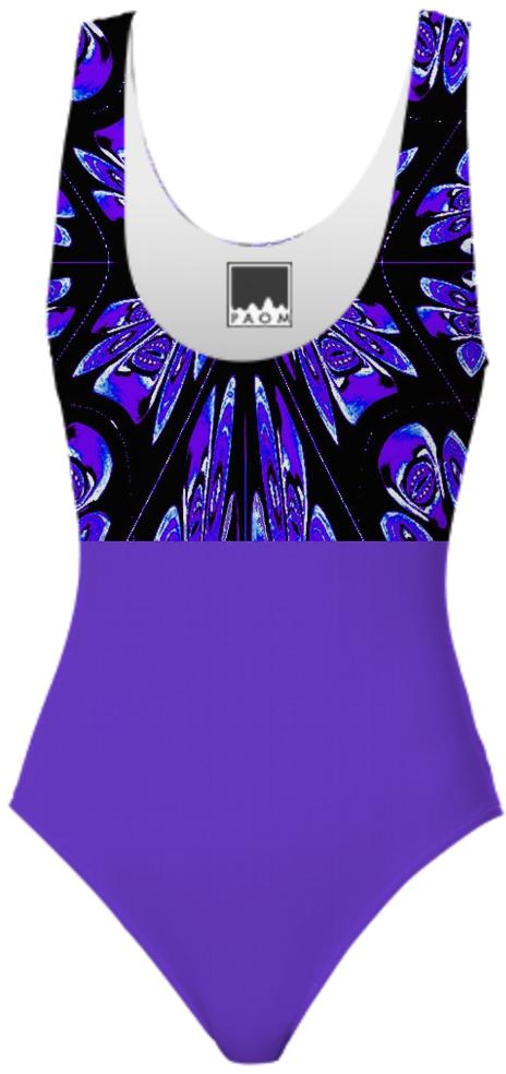 Purple Pattern Top Swimsuit