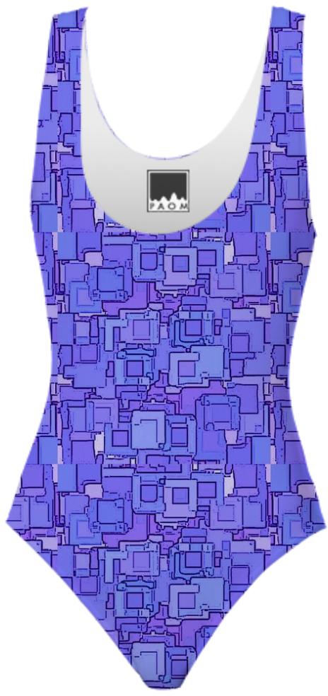 Purple Pixelized Swimsuit