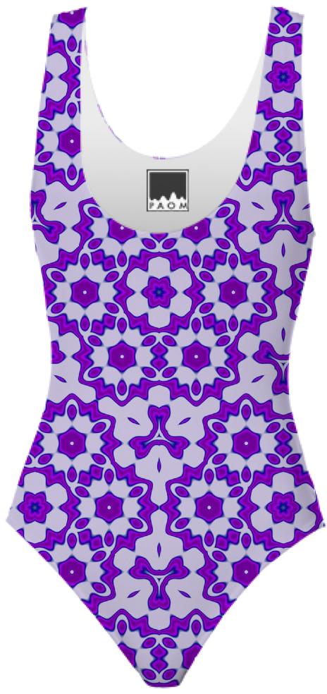 Purple Tile Pattern Swimsuit