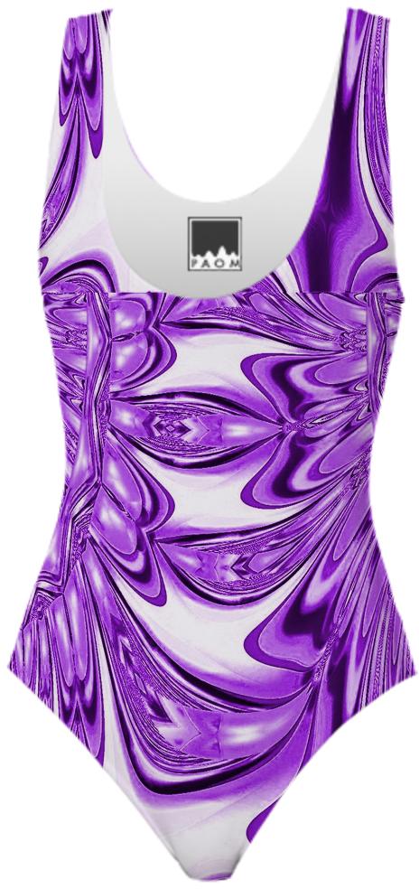 Purple White Abstract Swimsuit