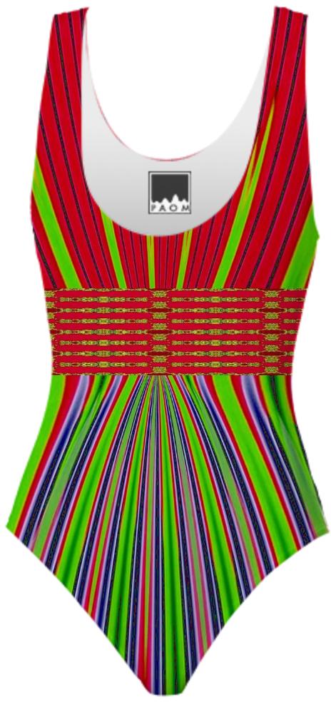 Red Green Blue Stripe Swimsuit