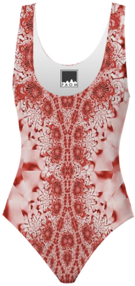 Red Pink Lace Swimsuit