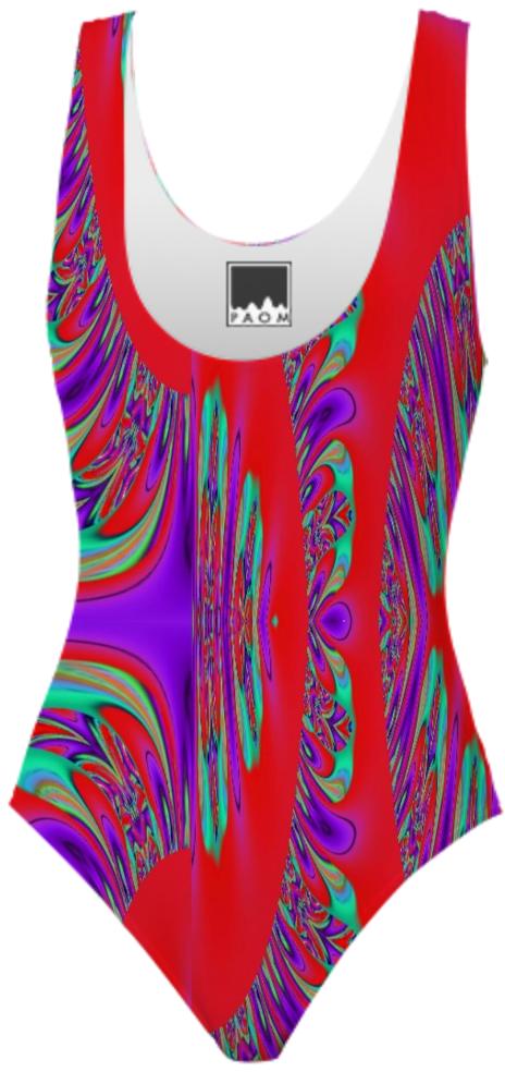 Red Purple Green Abstract Swimsuit