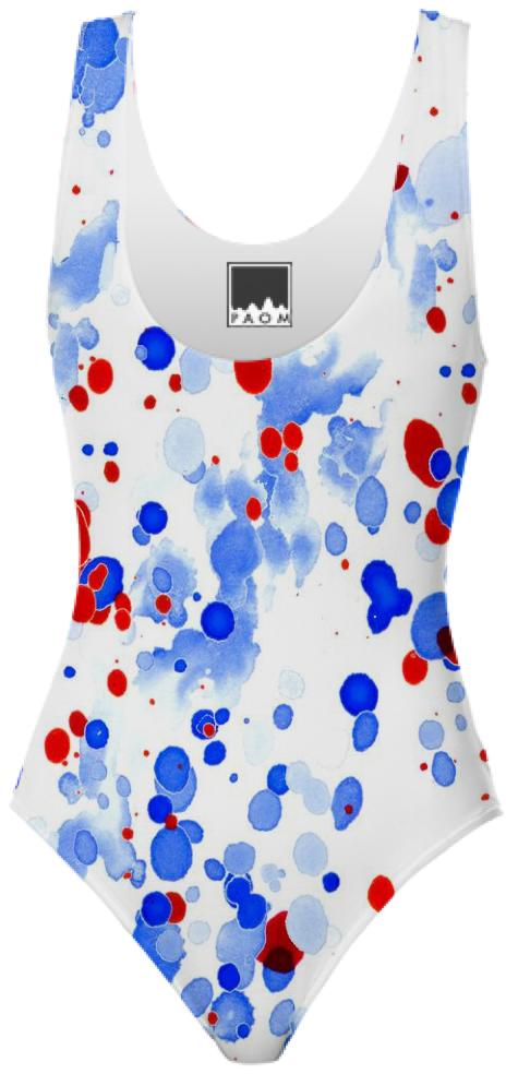 Red White and Blue Paint Spatters Swimsuit